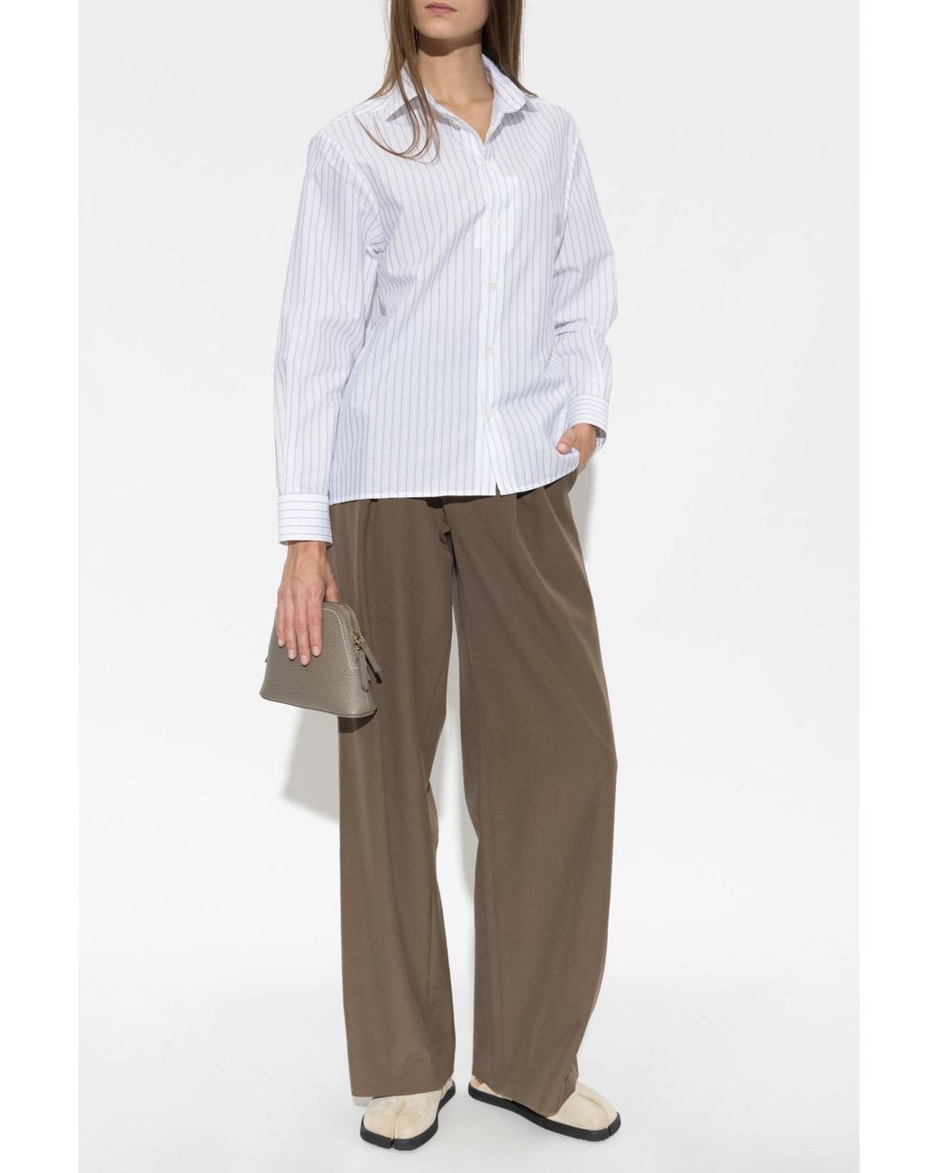 MM6 by Maison Margiela White Striped Shirt
