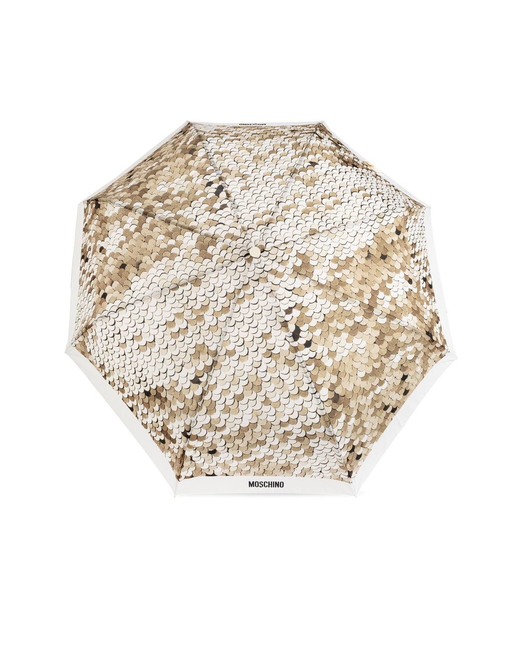 Moschino Metallic Folding Umbrella With Print