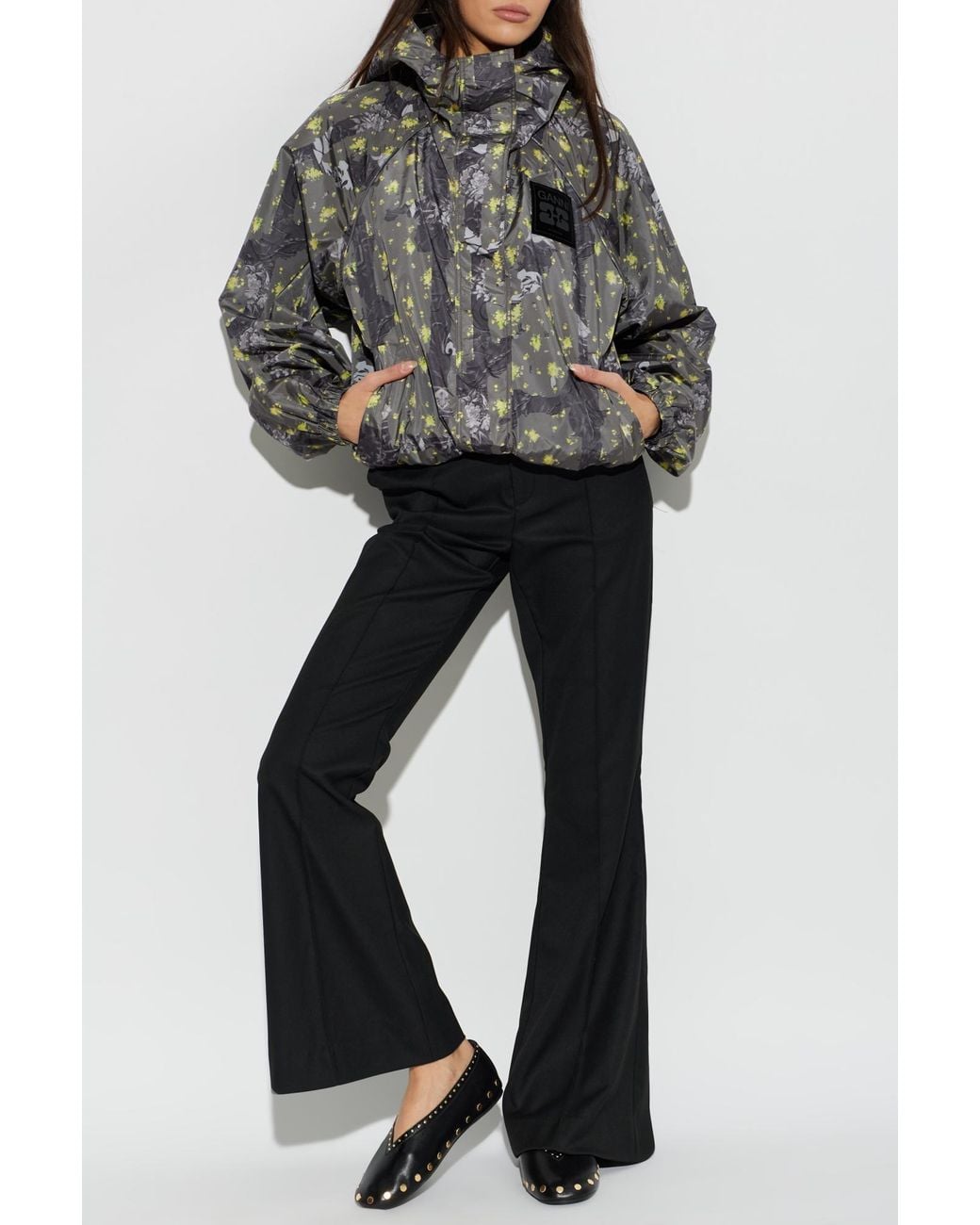 Ganni Black Light Jacket With A Hood