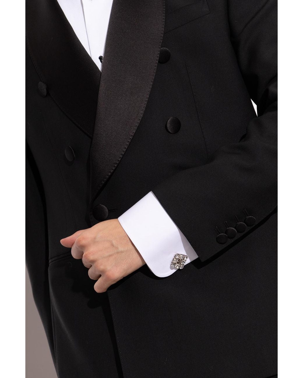 Dolce & Gabbana Metallic Crystal-Embellished Cufflinks for men