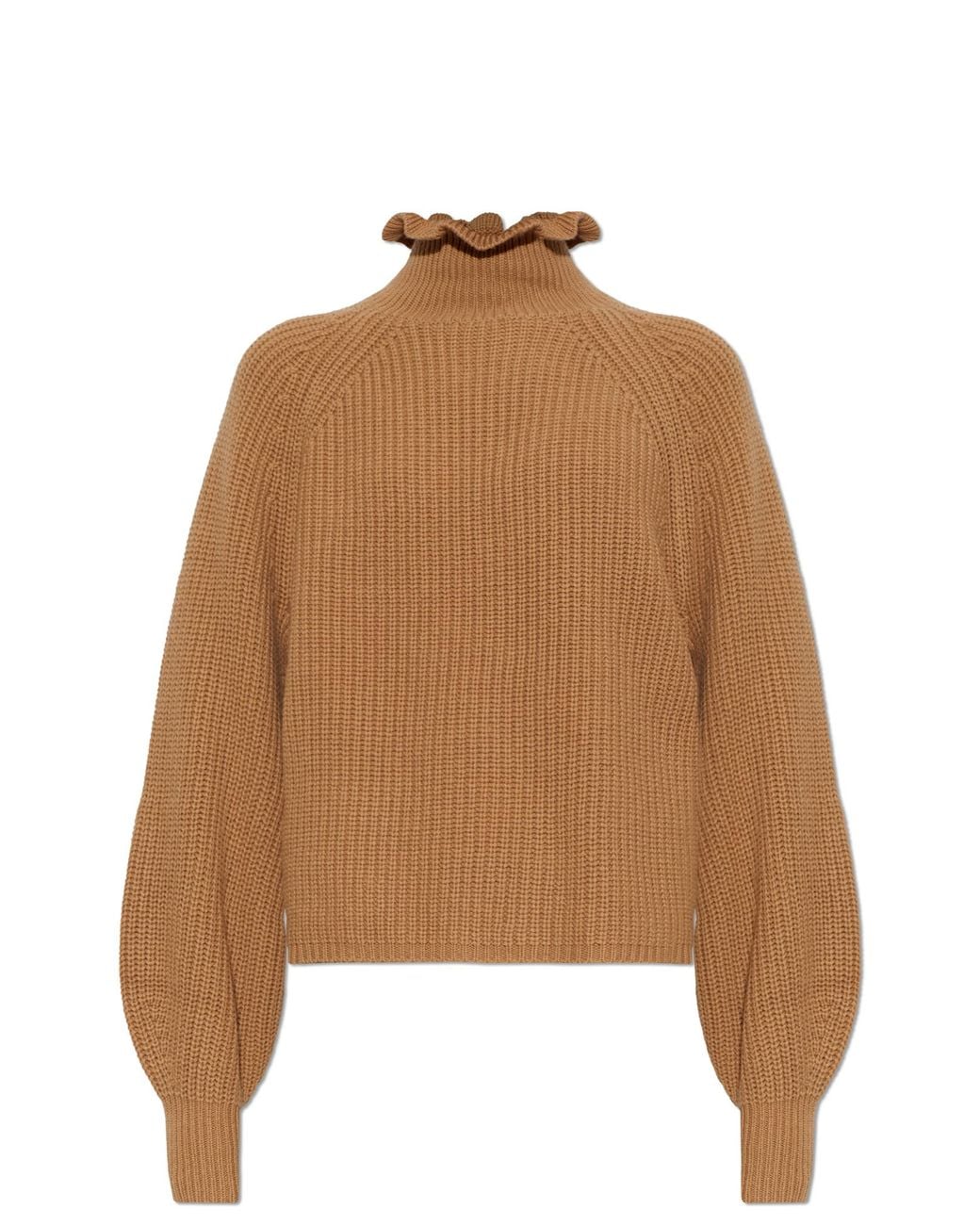 Max Mara Brown Wool Turtleneck Sweater 'Pontile'