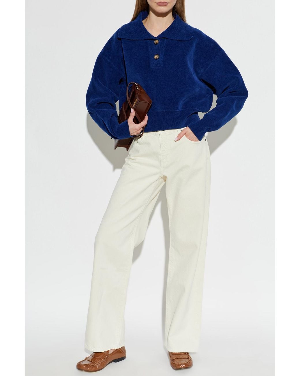 Victoria Beckham Blue Long Sleeve Polo