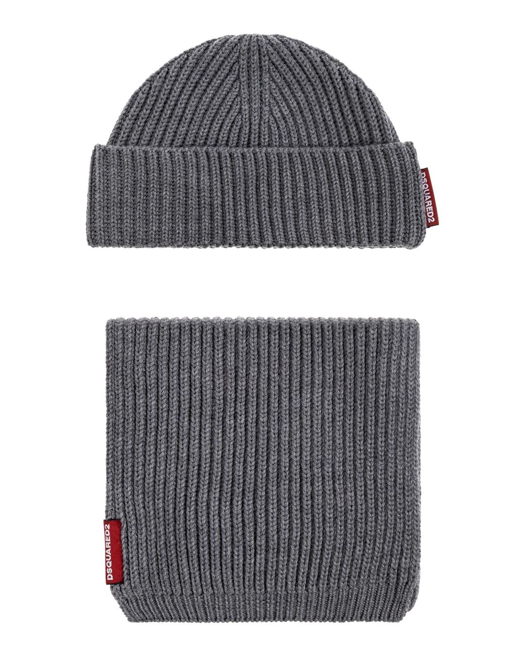 DSquared² Gray Set: Hat And Scarf for men