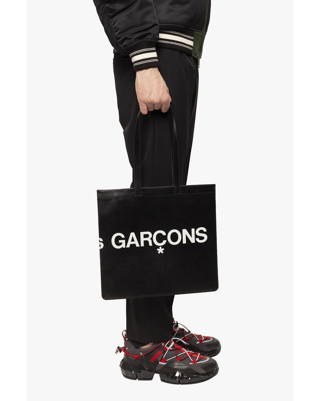 Comme des Garçons Black Logo-print Leather Tote Bag for men