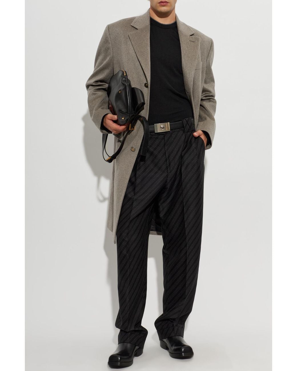 Versace Black Cashmere Coat for men
