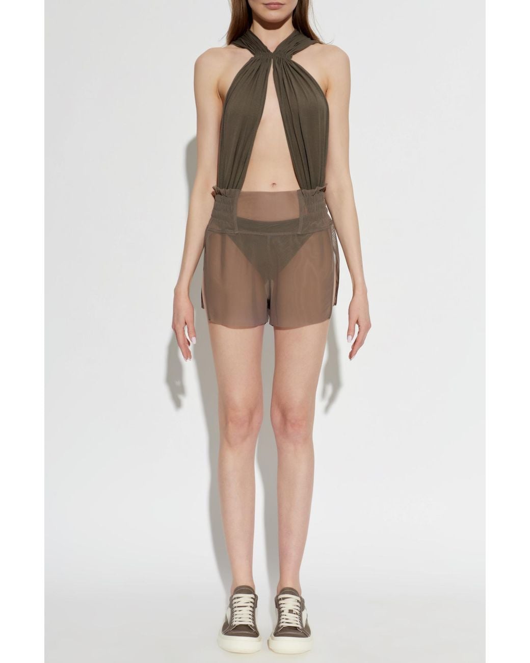 Rick Owens Gray Transparent Shorts