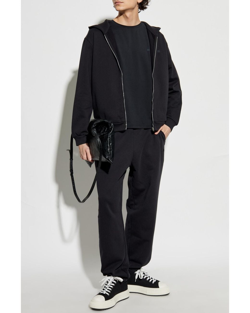 Acne Black T-Shirt With Logo for men