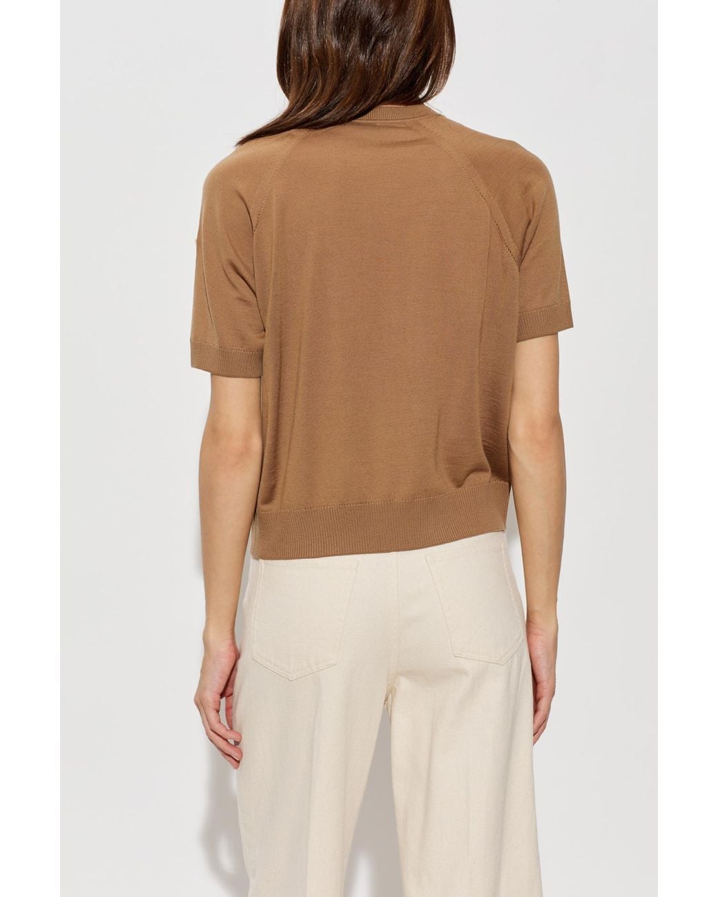 Moncler Brown Wool Top With A Crew Neckline