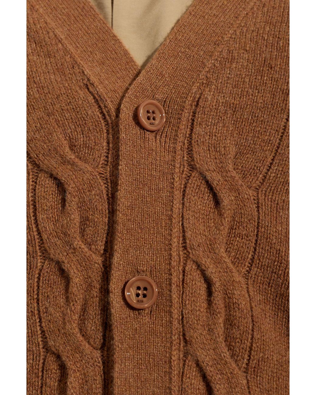 AMI Brown Wool Cardigan With Pockets for men