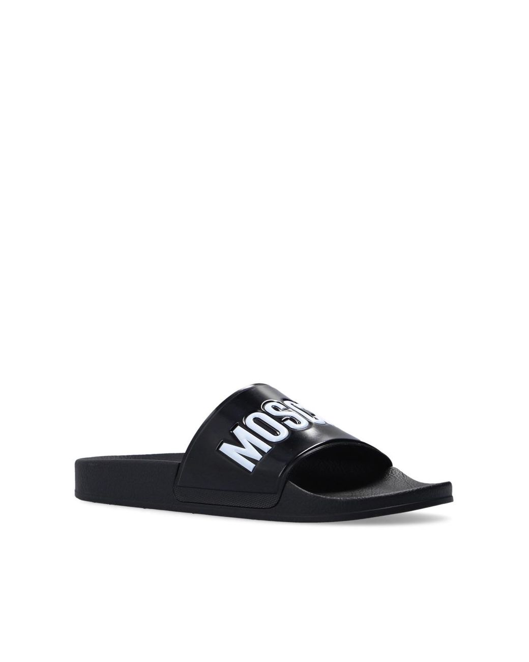 white moschino slides