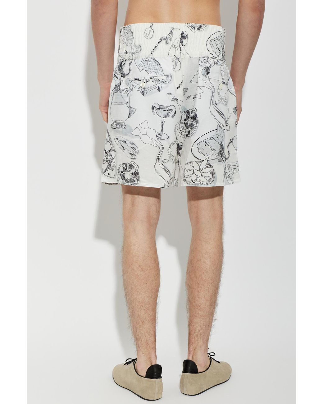Jacquemus White Patterned Shorts for men
