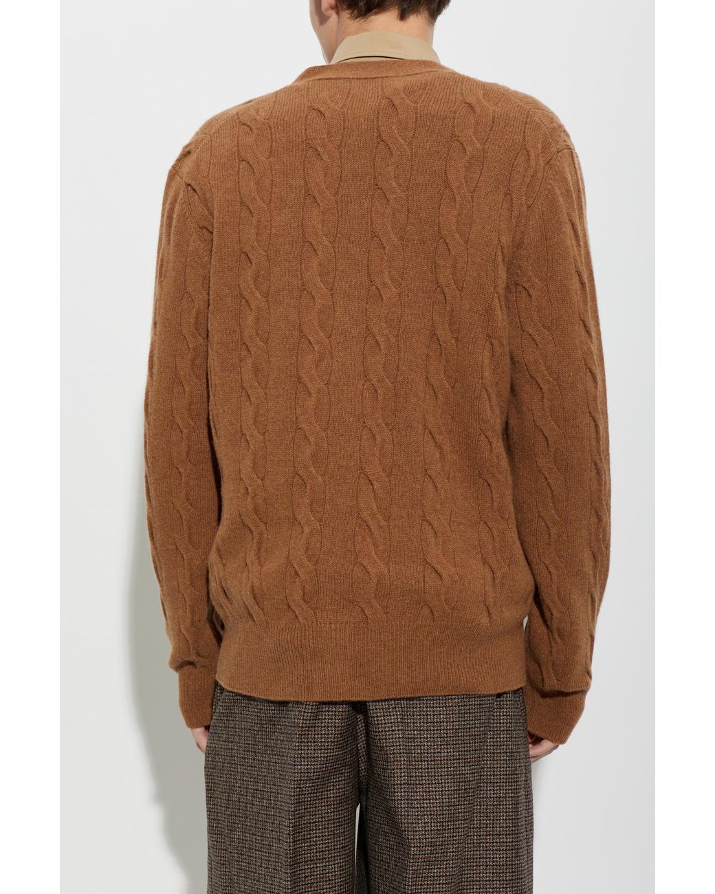 AMI Brown Wool Cardigan With Pockets for men