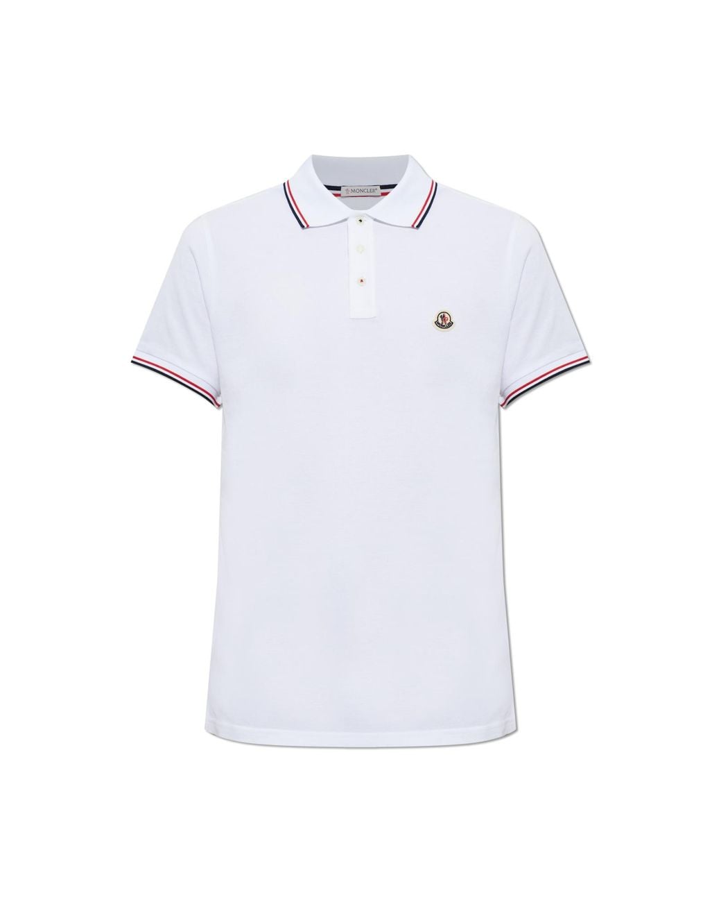 Moncler White Polo With Logo Patch for men