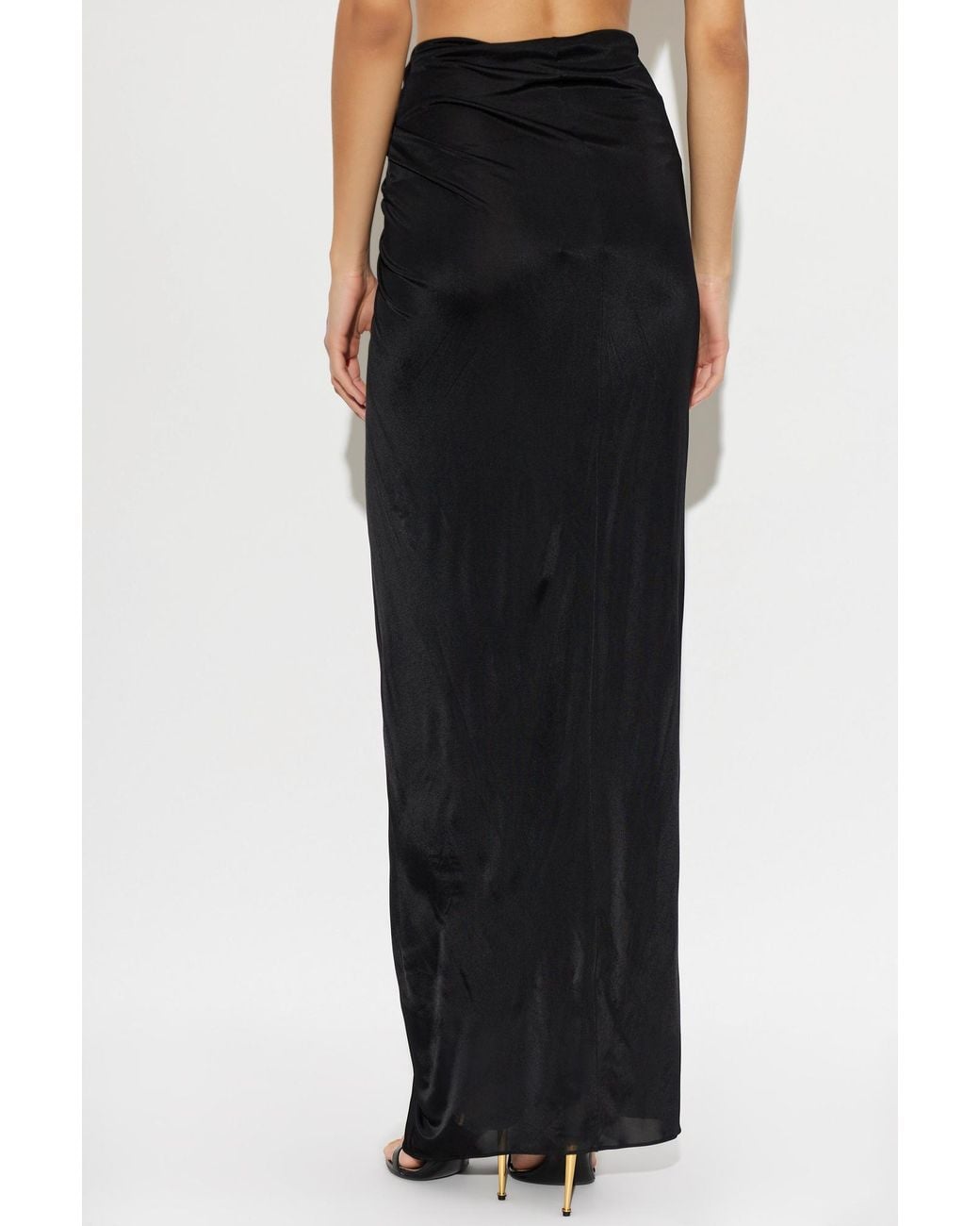 Balmain Black Long Skirt With Draping