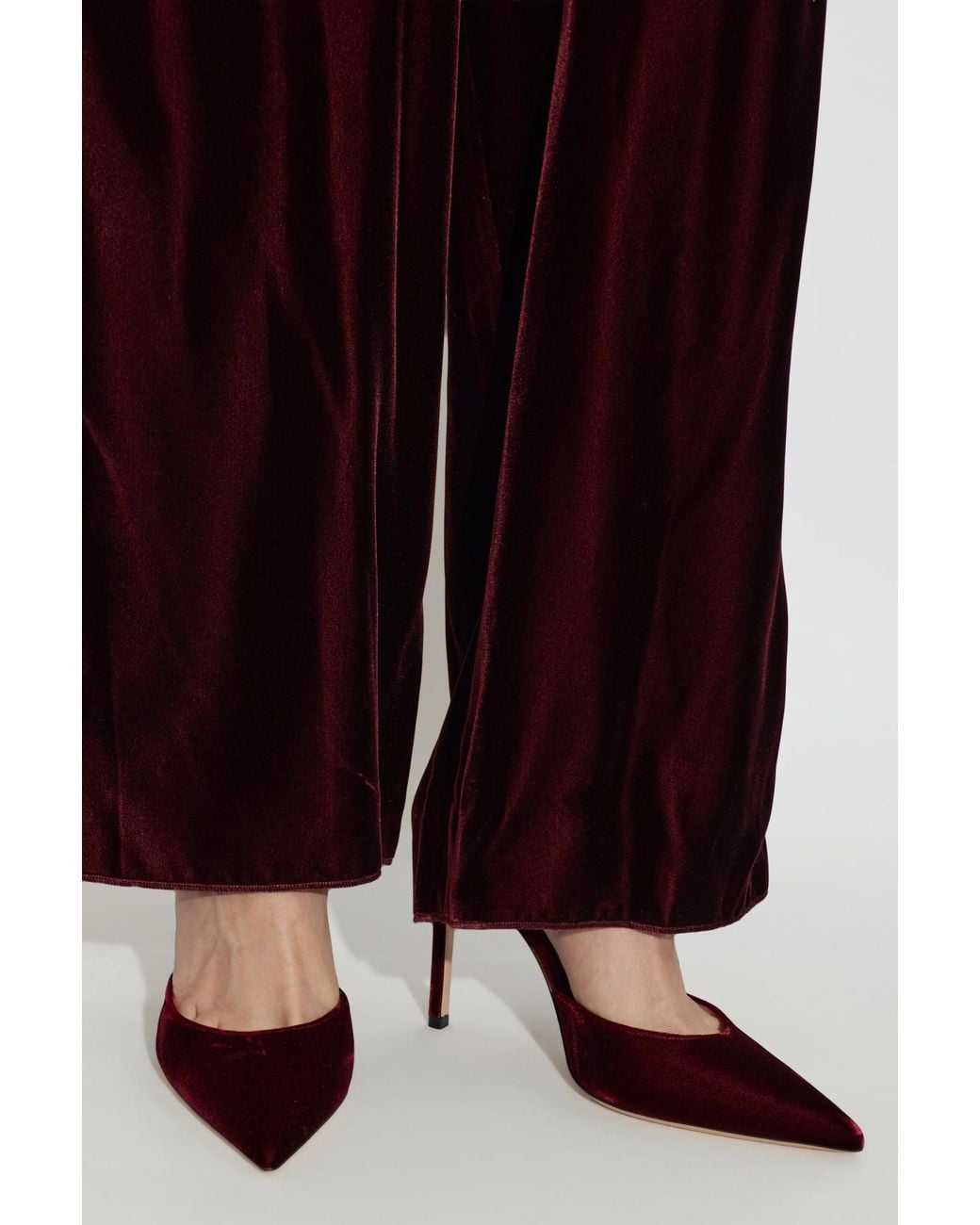 Gianvito Rossi Red Velvet Heeled Shoes 'Velsyra'