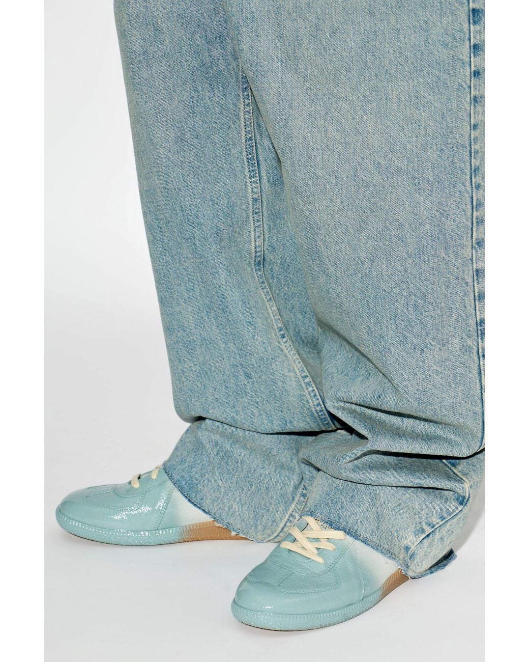 Maison Margiela Blue Leather Sports Shoes