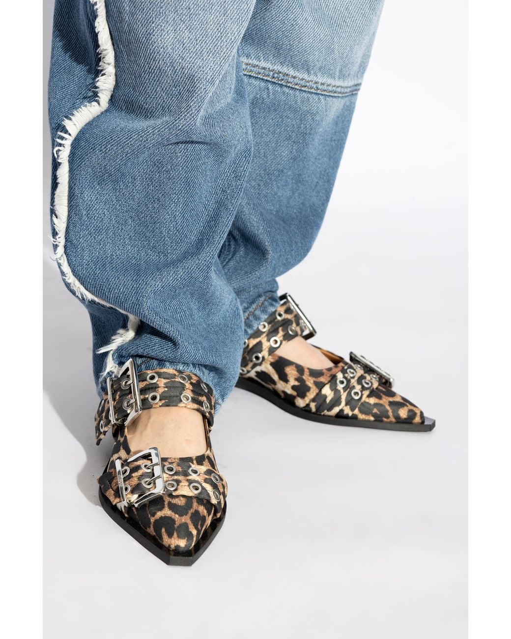 Ganni Blue Shoes With Animal Print