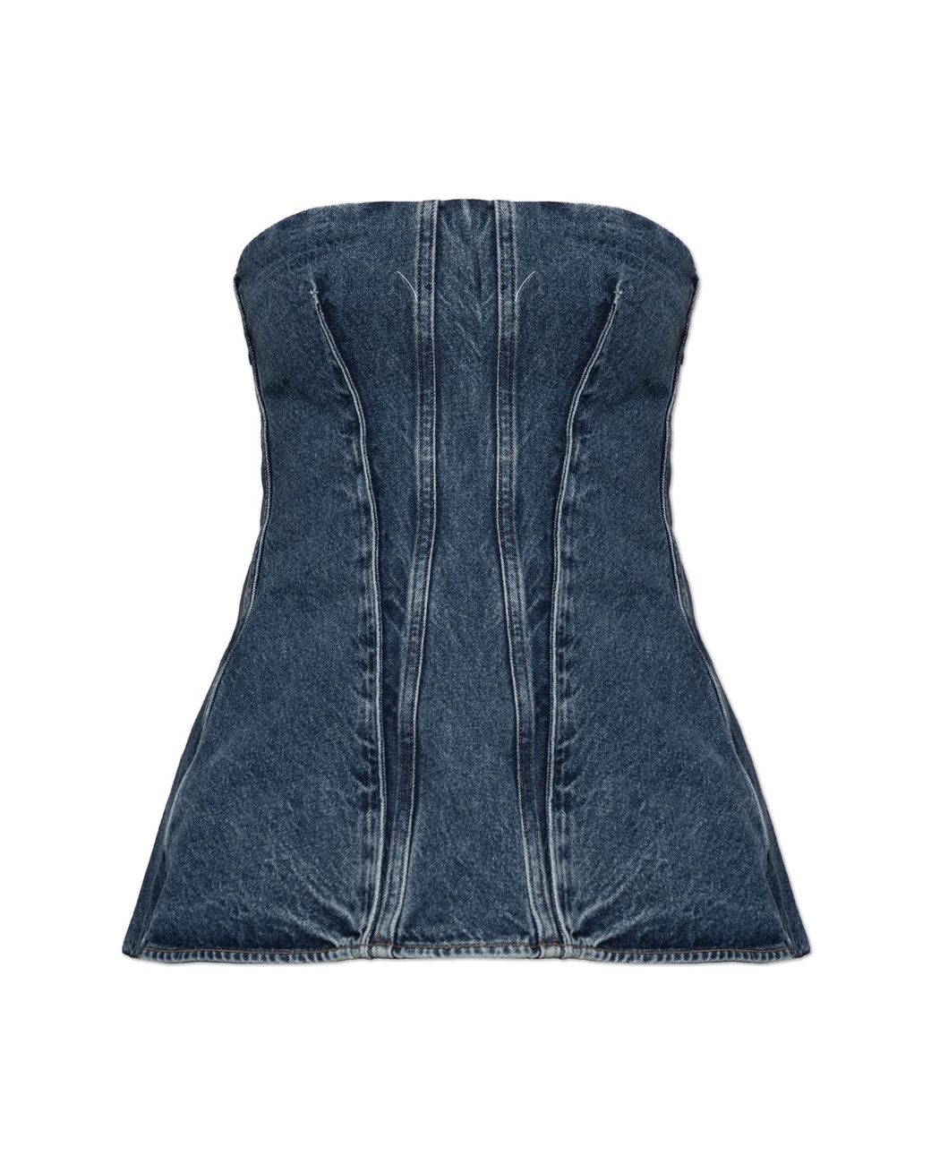 Agolde Blue Strapless Denim Top