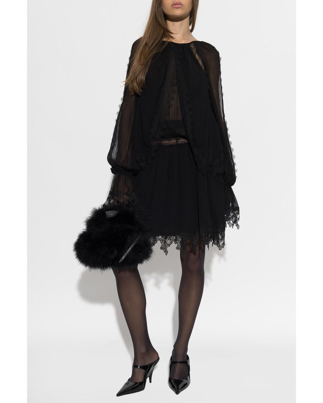 Blumarine Black Dress With Lace Trim