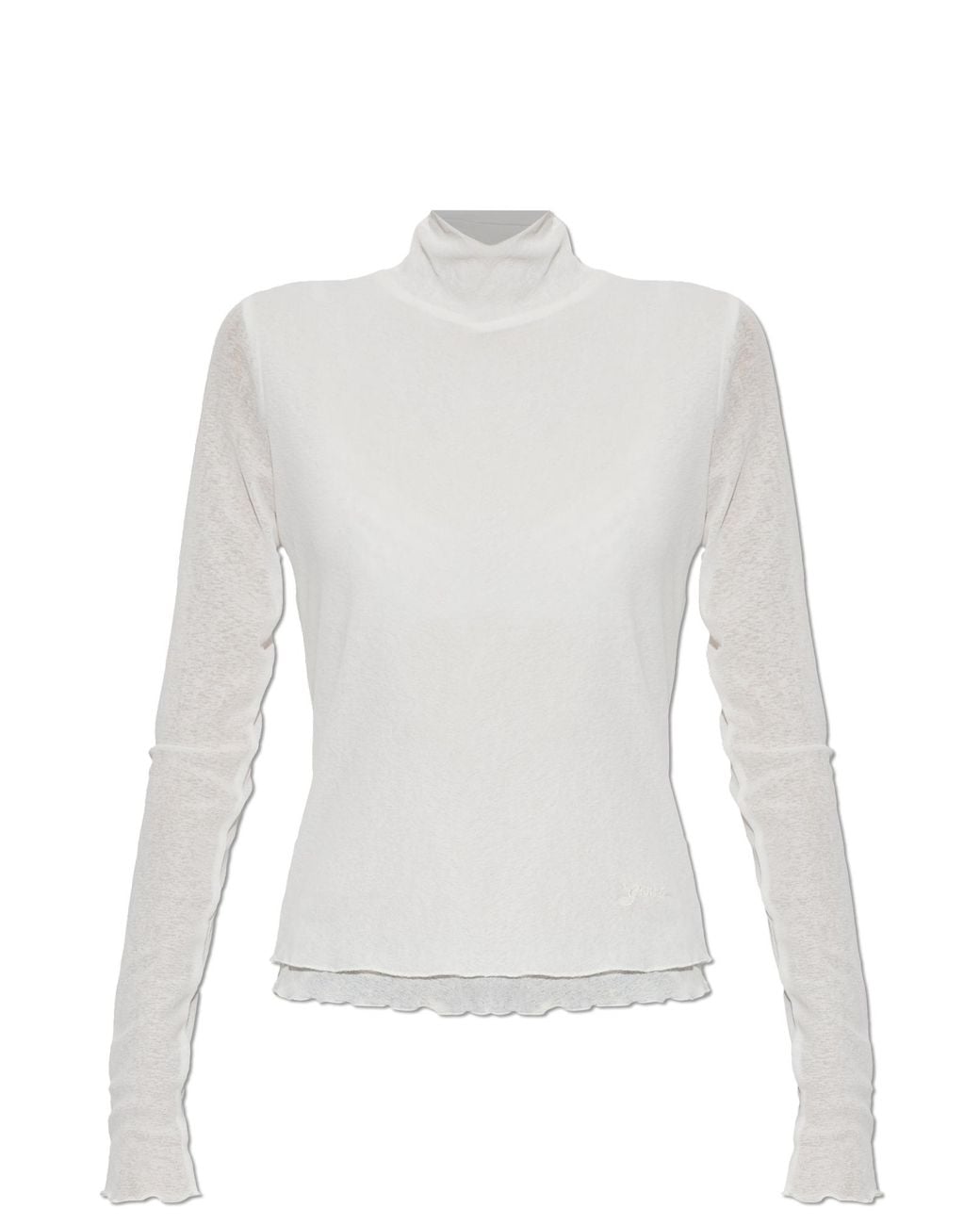 Ganni White Top With A Turtleneck