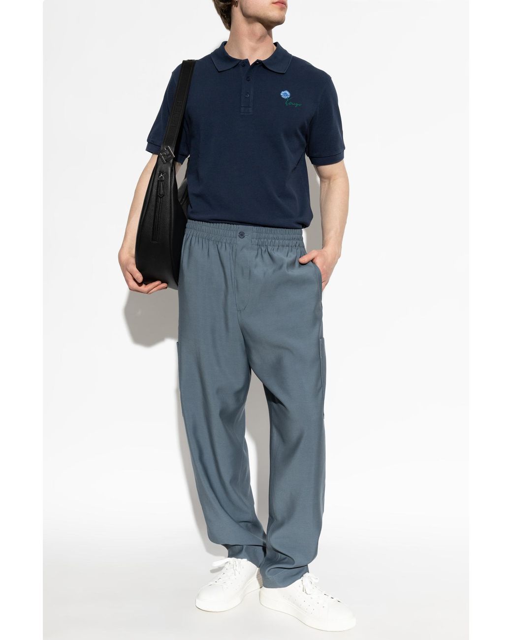 KENZO Blue Polo With Logo for men