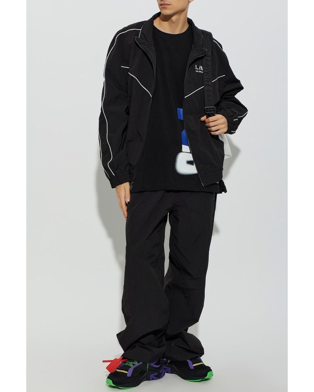 LAB C.O. OFF WHITE Black T-Shirt With Logo for men