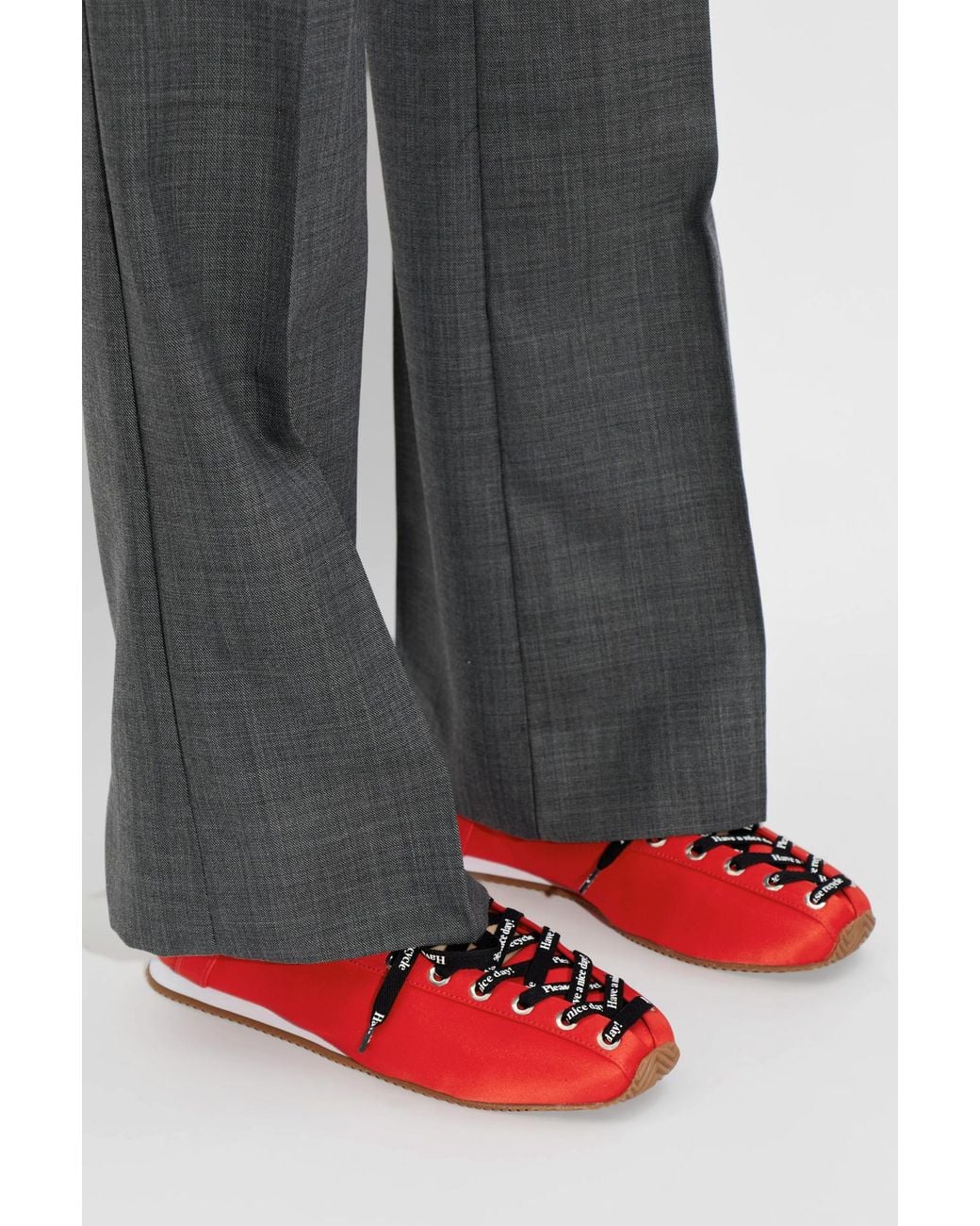 Ganni Red Satin Sports Shoes