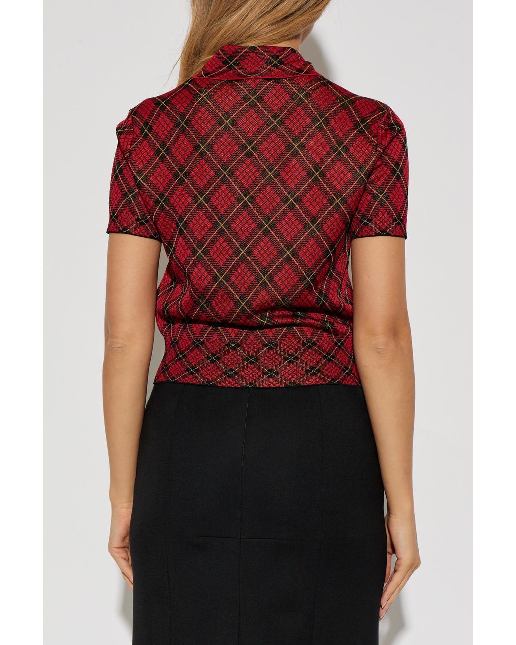 Alexander McQueen Red Checked Pattern Polo