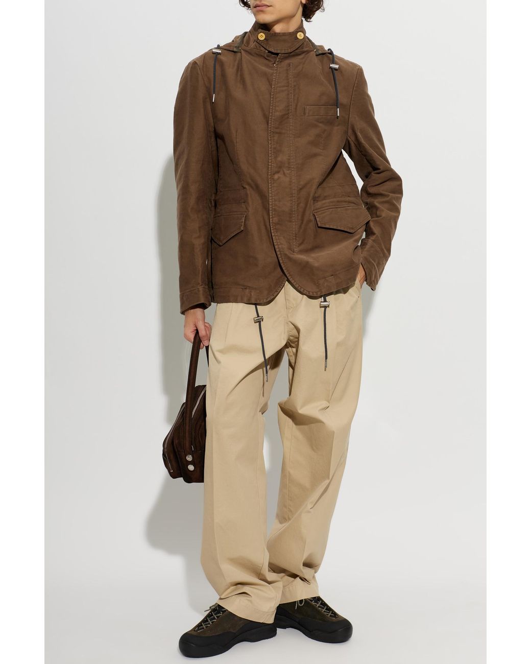 Sacai Brown Jacket With Detachable Hood for men
