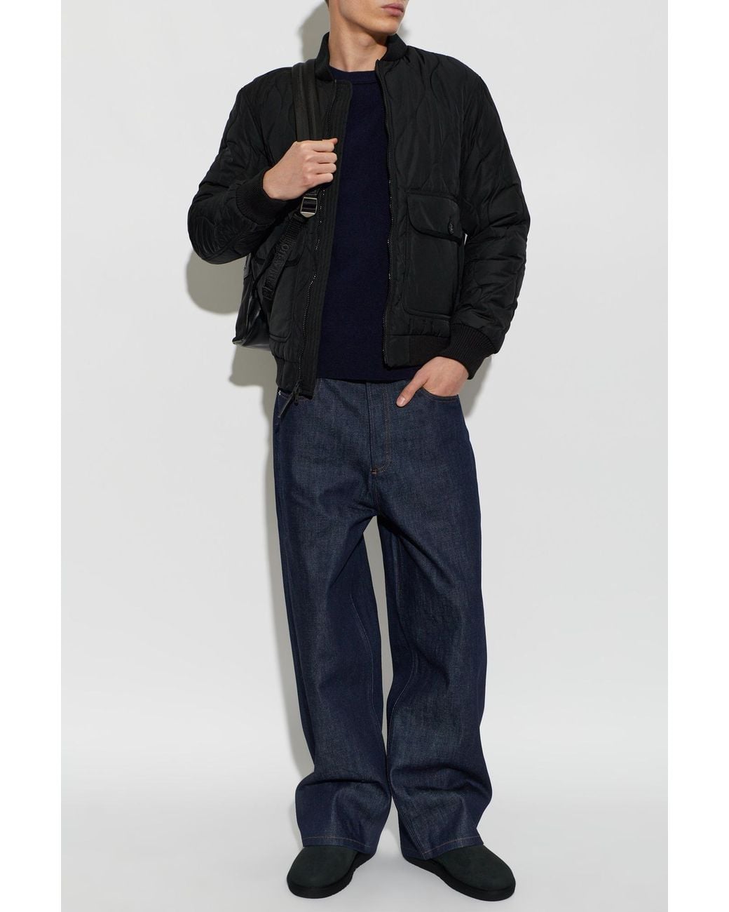 Woolrich Black Insulated Bomber Jacket for men