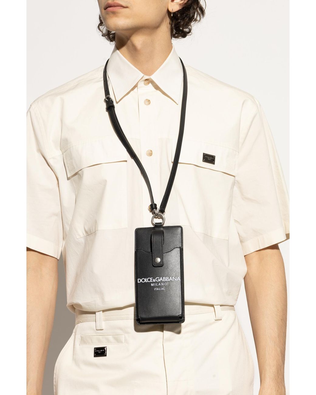 Dolce & Gabbana Black Iphone Case With Strap for men