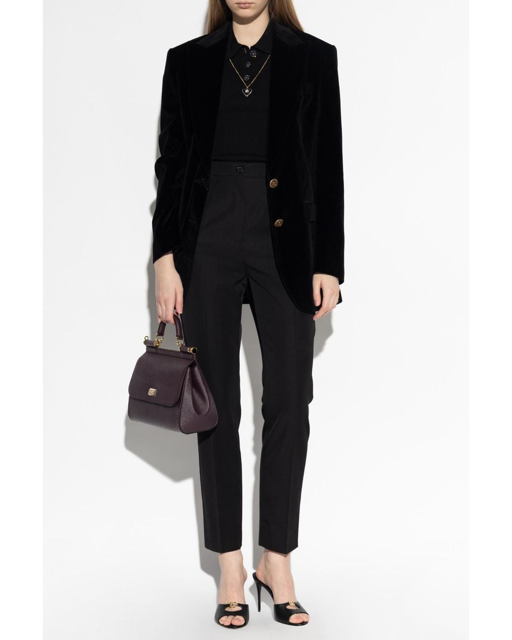 Dolce & Gabbana Black Velvet Blazer With A Single Vent