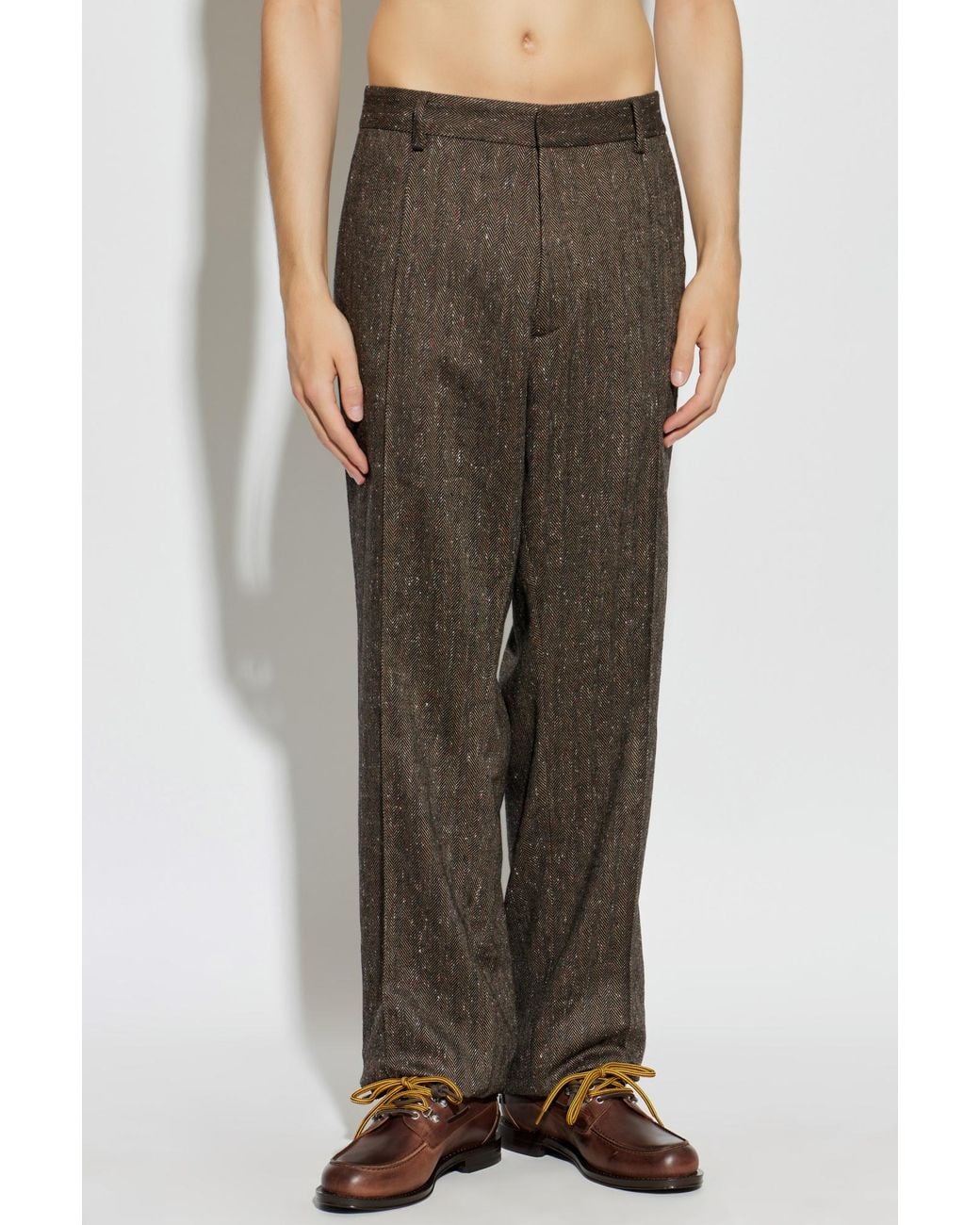 DSquared² Brown Herringbone Pattern Trousers for men