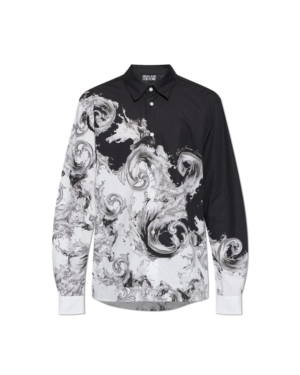 Versace Jeans Couture Black Shirt With 'Barocco' Print for men