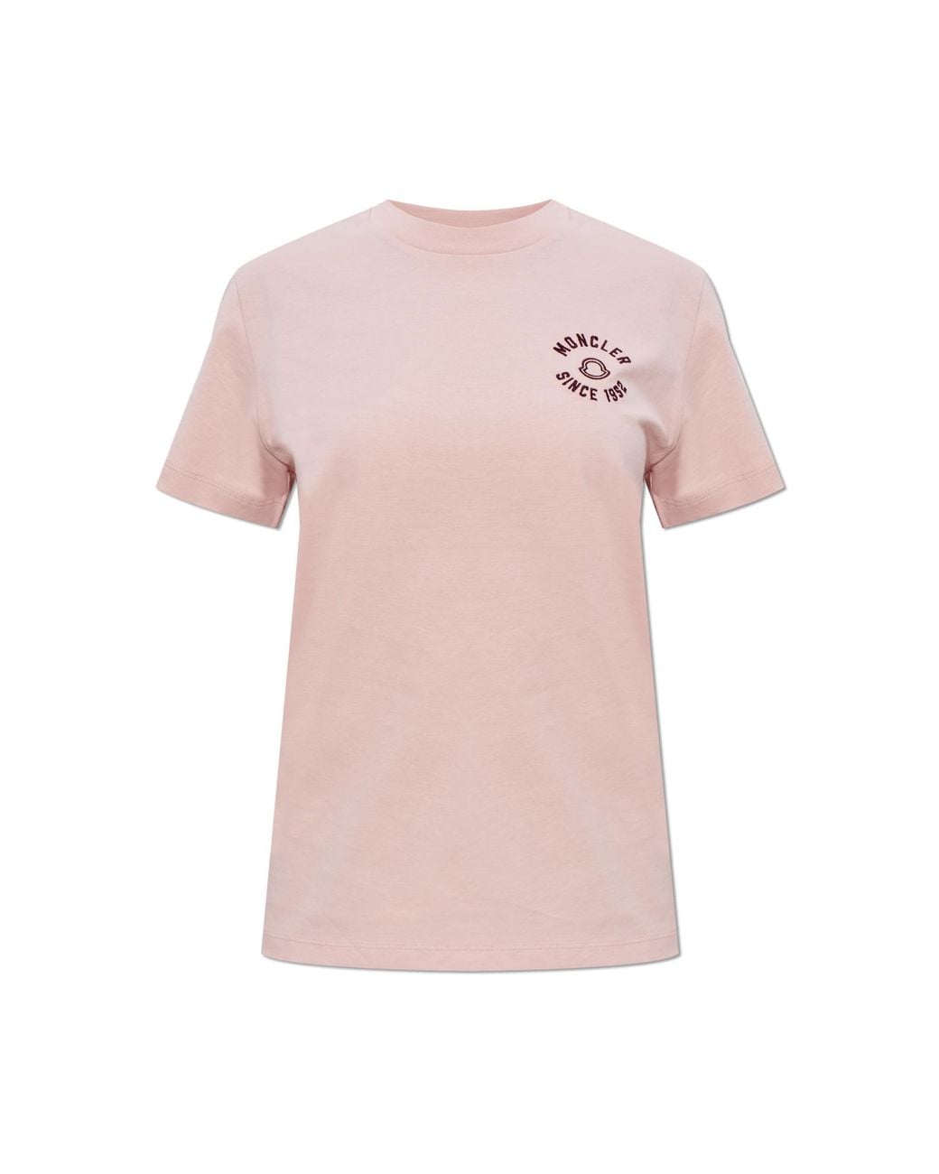 Moncler Pink T-Shirt With Logo Patch