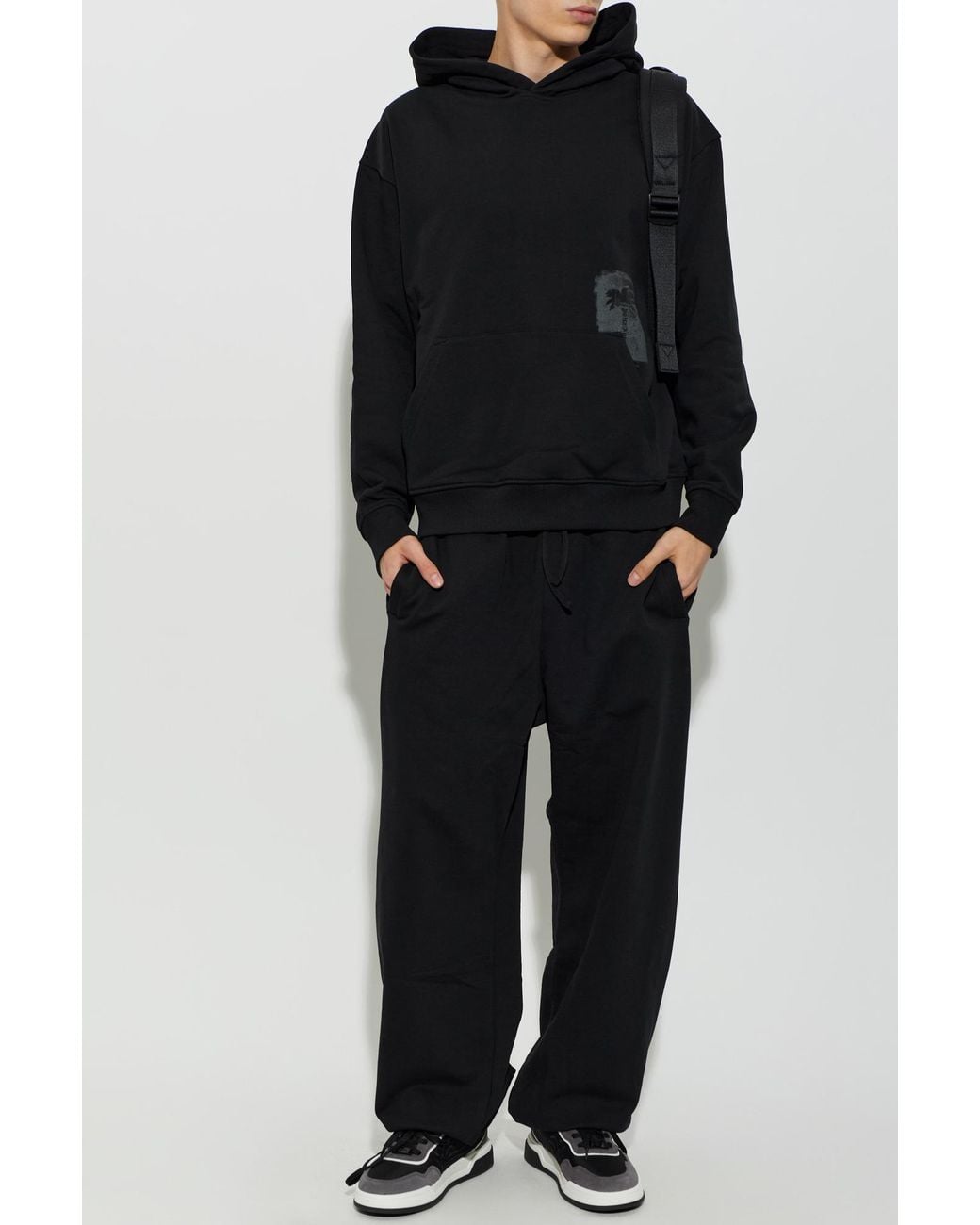 Palm Angels Black Cotton Sweatshirt With Print for men