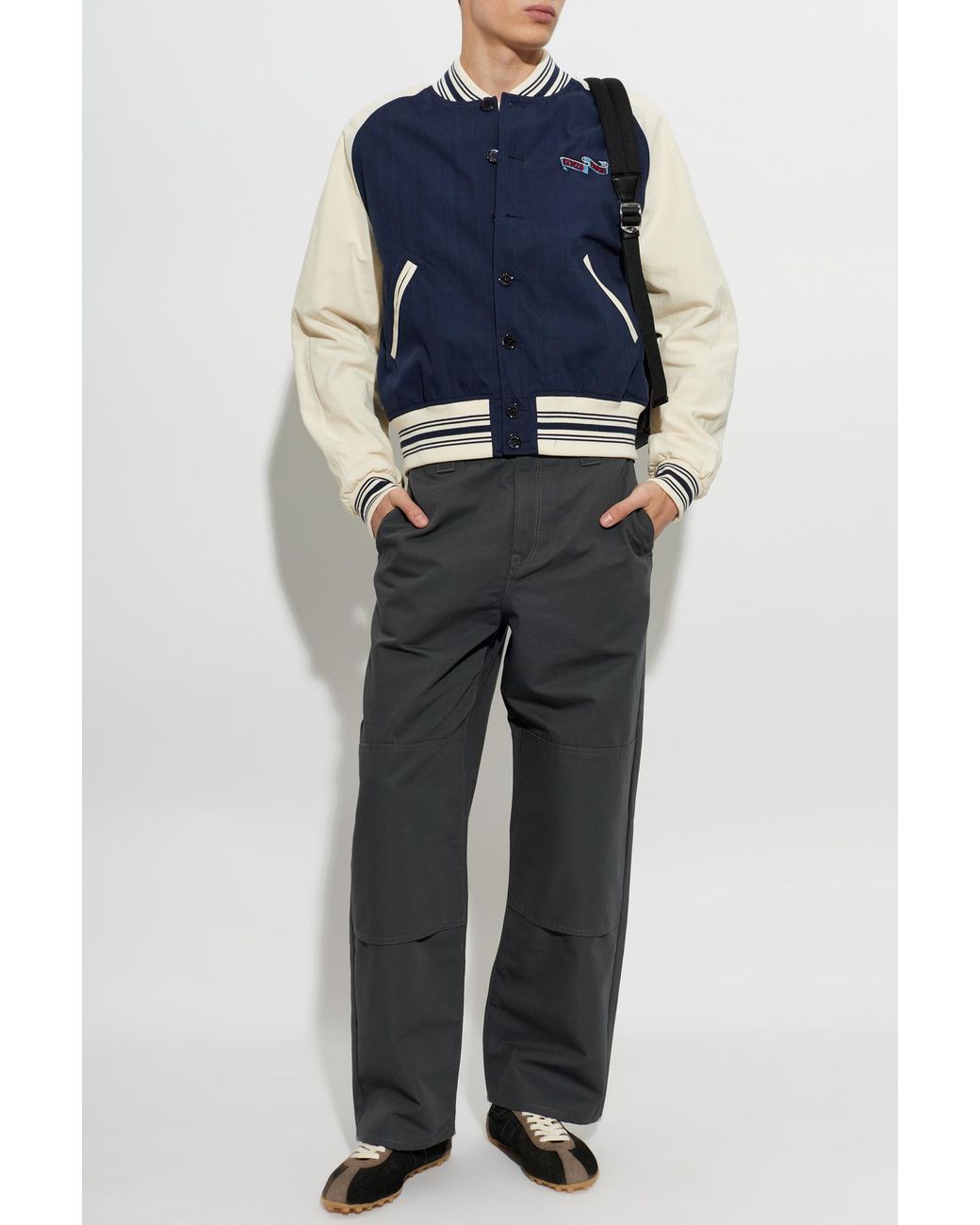 KENZO Blue Jacket With Embroidered Logo for men