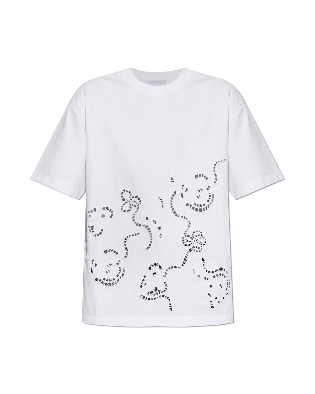 Ganni White T-Shirt With Openwork Pattern