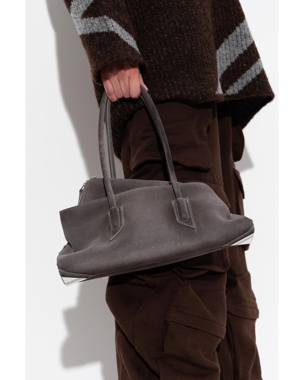 The Attico Gray Handbag 'La Passeggiata Small'