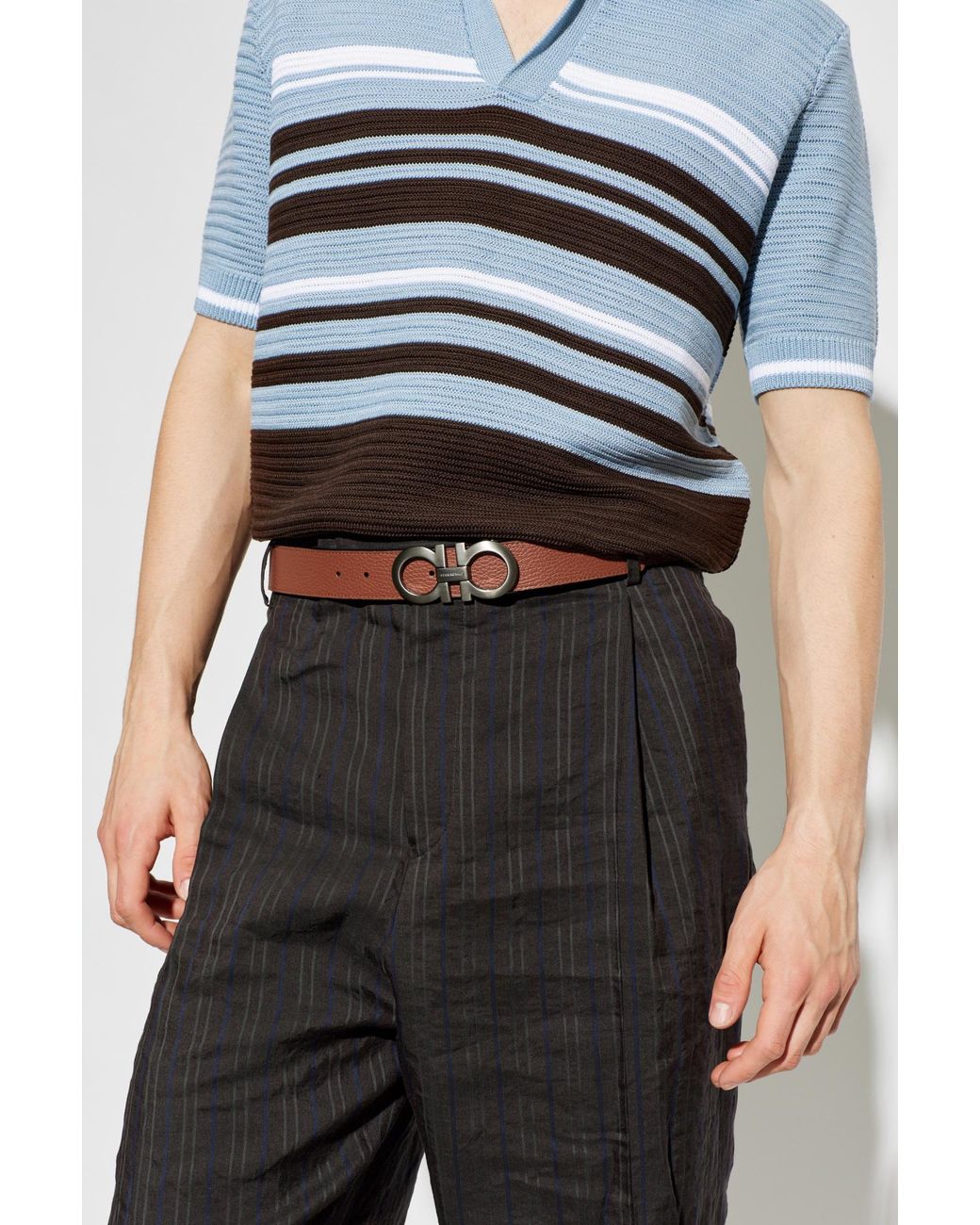 Ferragamo Brown Leather Belt for men