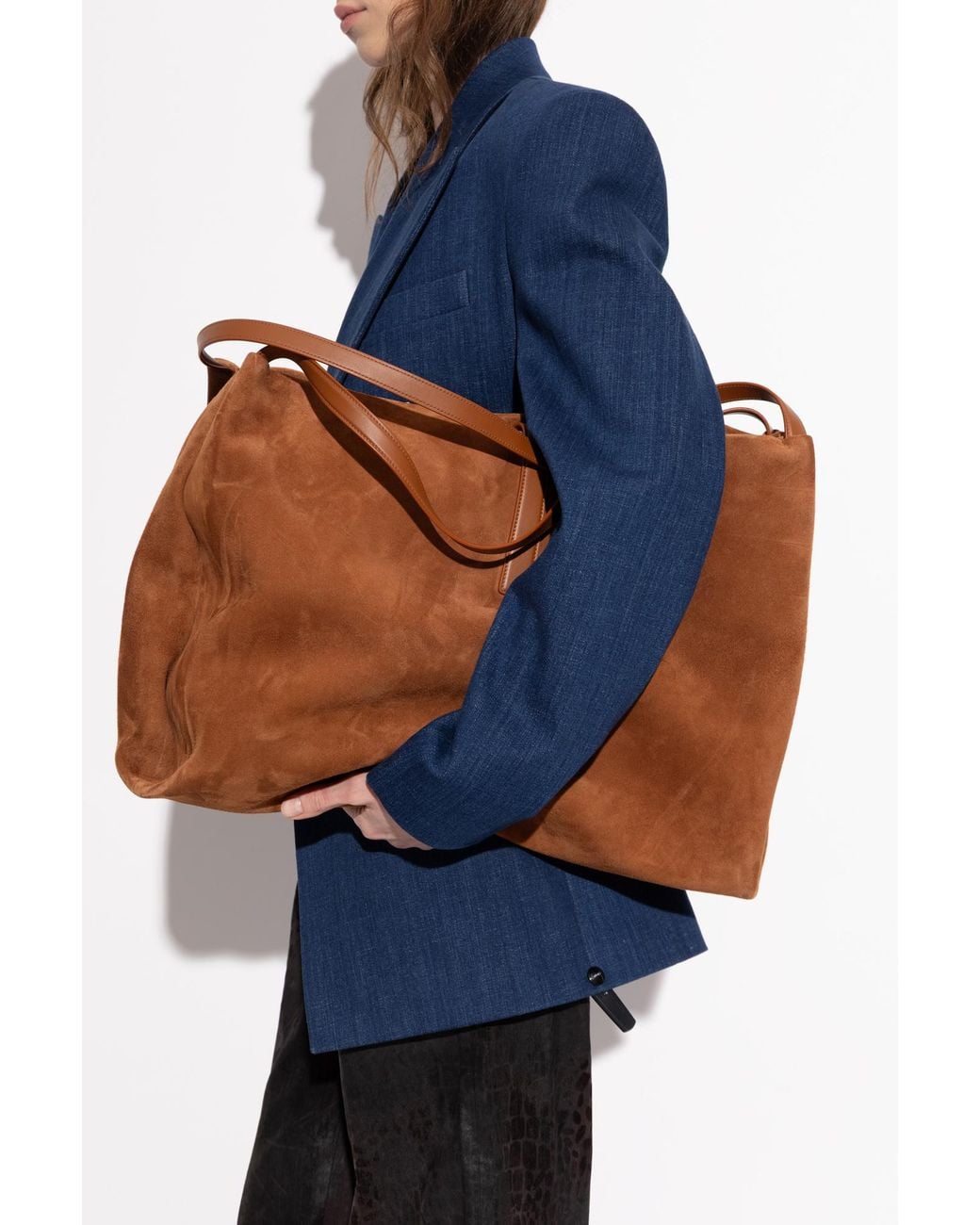 Ferragamo Brown Suede Shopper Bag