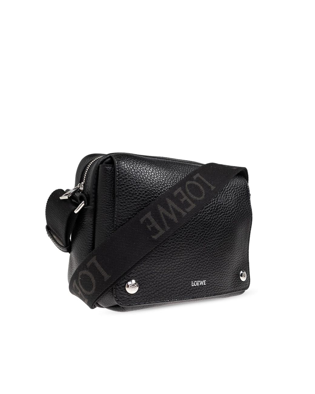 ショルダーバッグ LOEWE SMALL BLACK MESSENGER BAG PEBBLE Small Pebble messenger bag in supple grained calfskin Black