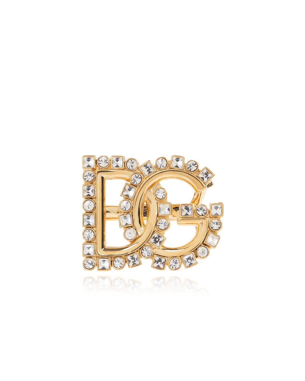 Dolce & Gabbana Metallic Ring With Shimmering Crystals