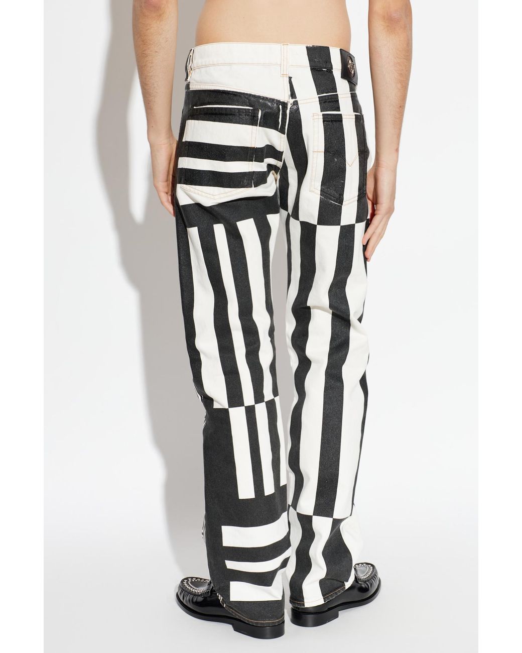 Versace Red Jeans With Stripe Pattern for men