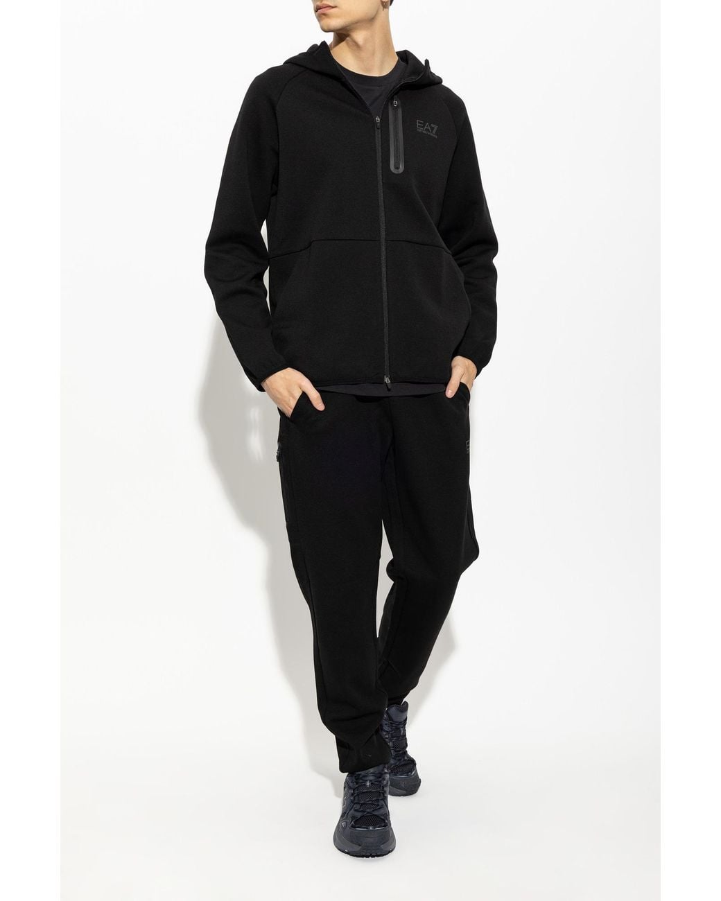 EA7 Black Sweatshirt With Logo for men