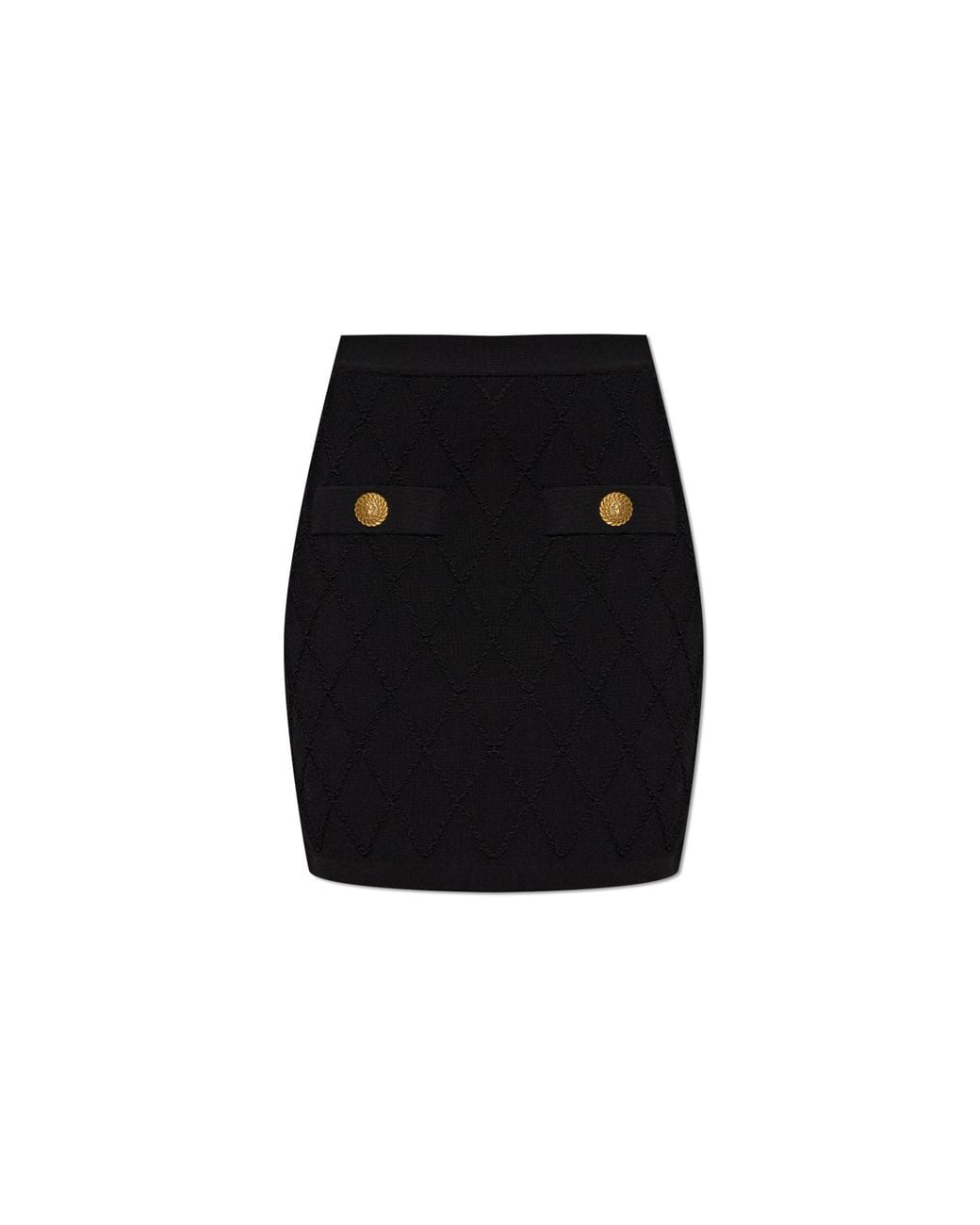 Balmain Black Short Skirt With Decorative Pockets