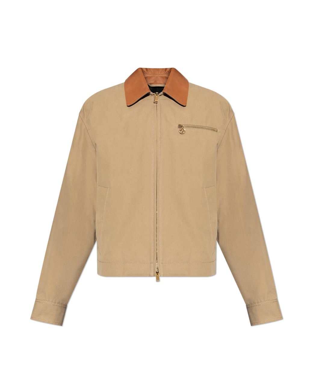 Versace Natural Jacket With A Leather Collar for men