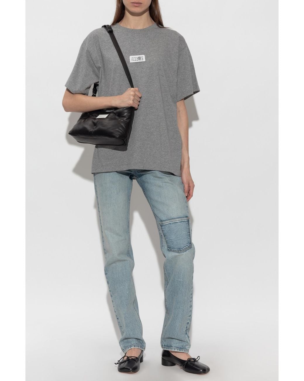 MM6 by Maison Margiela Gray T-Shirt With Logo Patch