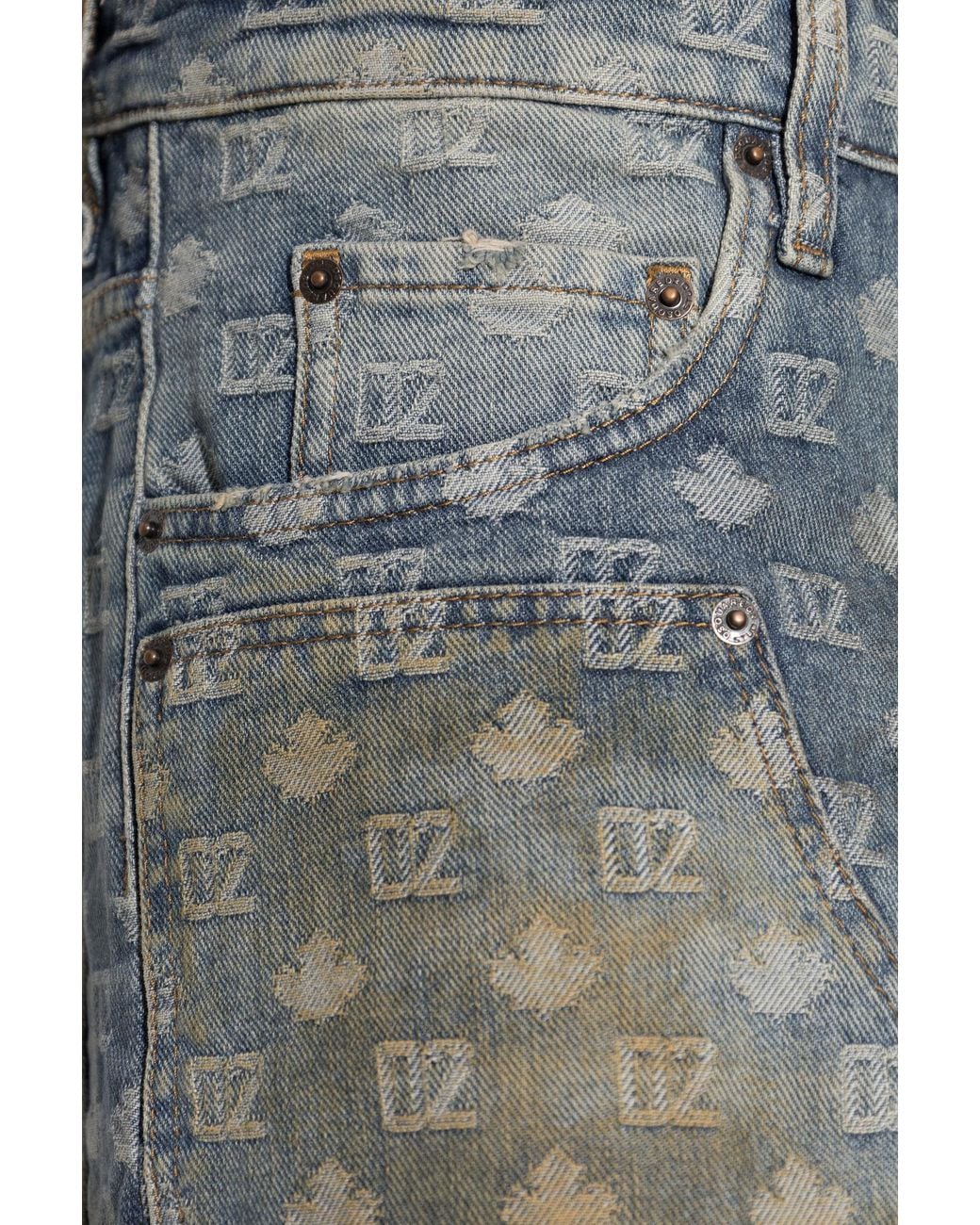 DSquared² Blue 'Carpenter' Monogram Shorts for men