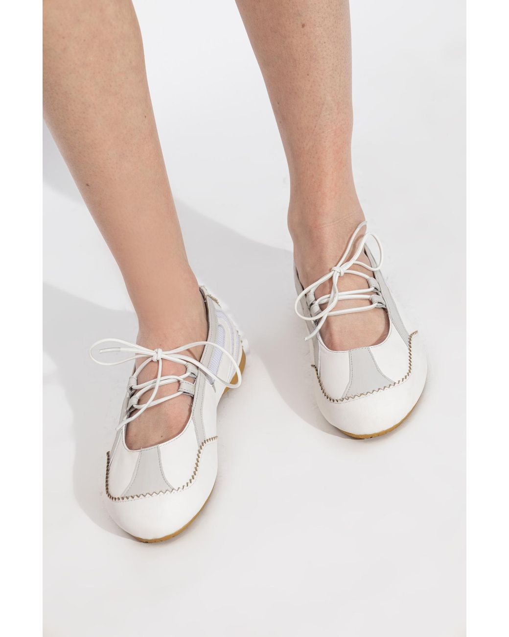 DIESEL White 'D-Mile' Ballet Flats